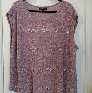 Marled Burgundy Dressy Tank with Chiffon Back